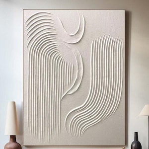 Abstract Beige 3D Textured Painting, Large Beige Textured Canvas Wall Art, Minimalist Wall Art, Handmade Contemporary Art, Modern Wall Art