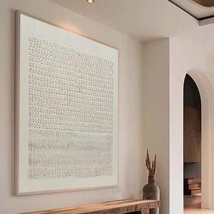 Minimalist Beige Geometric Textured Painting, Beige 3D Abstract Art, Minimalist Wall Art, Handmade Textured Canvas, Modern Neutral Statement