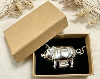 Mini Pig Measuring Tape, Silver, Gold, Retractable Craft Accessory