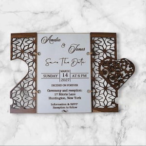 Invitación de madera * Invitación de boda * Cumpleaños * Mención * Rústico * Abedul * Flor * Diseño