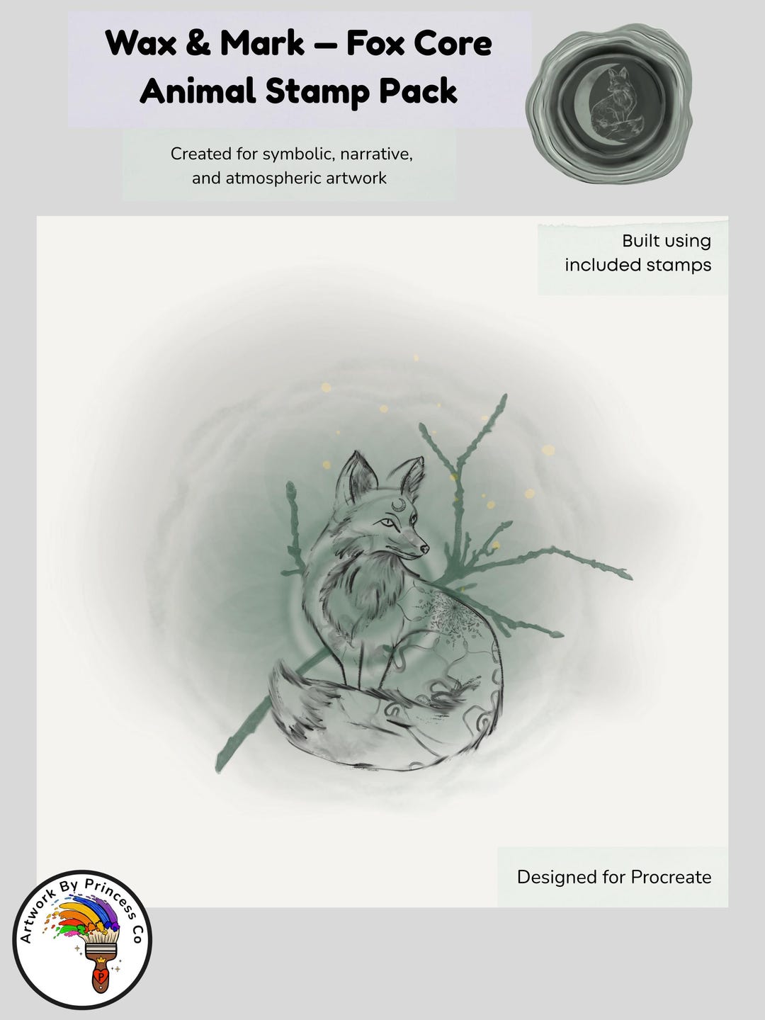 Fox Core Values Fox Core Animal Pack – Symbolic Composition Procreate Brushset (digital ...