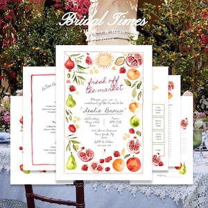 Fresh off the Market Bridal Shower Invitation Template Bundle  - Farmers Market Theme  - Bridal Shower Invitation - Editable Canva Template