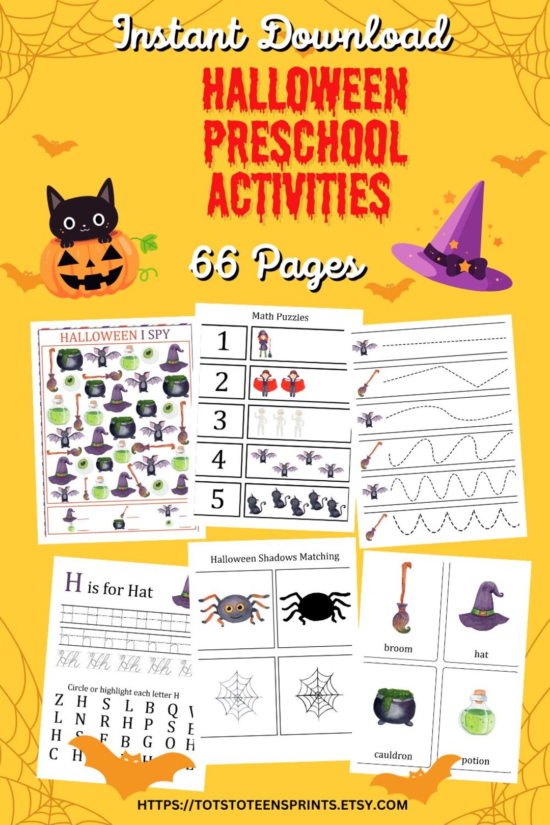 Halloween Activity Bundle: Fun Learning Worksheets (printable PNG) - Etsy