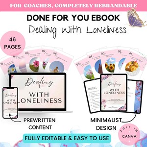 PLR Life Coaching Program Dealing with Loneliness Done For You Course Ebook with Editable Template Canva for Success Coaches | Mental Health