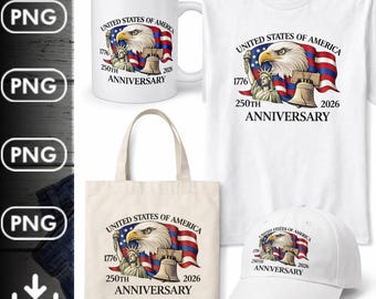 250.º aniversario de EE. UU., 1776-2026 Águila Patriótica – Taza, Camisa, Sombrero, Tote, Archivo PNG, Diseño, 250.º aniversario, Estados Unidos de América, 250 años de EE. UU.