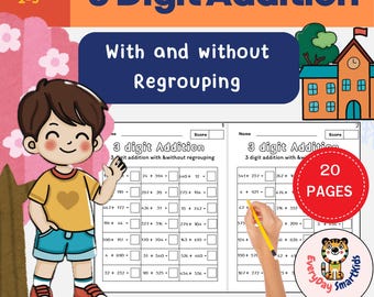 3-Digit Addition Mastery: With and Without Regrouping,grade 2-5, Math worksheet