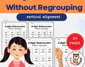 3-Digit Subtraction with Regrouping - Math Worksheet for Grade 2 -5,Math activity worksheet,PDF file