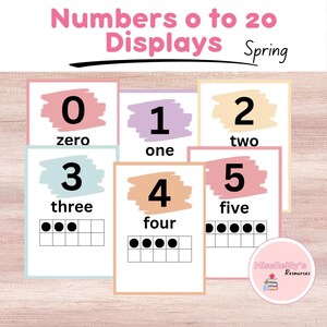 Numbers from zero to twenty with ten frame visuals | Spring Theme | Classroom Displays
