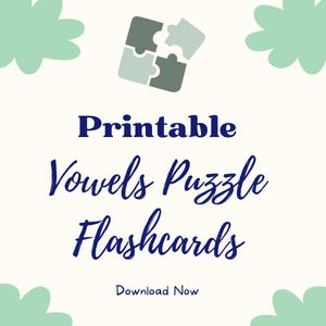 Vowels Puzzle Printable Flashcards, Interactive Vowel Puzzle Flashcards, Classroom Cards,  Early Educational cards, Kids Phonics Activity