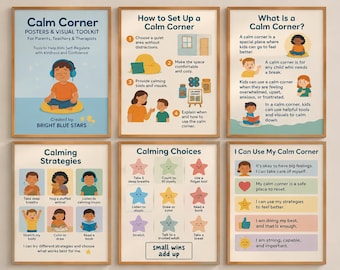 Calm Corner Posters | Calm Down Printables | Self Regulation Visuals | Classroom Calm Corner  | SEL Posters | Autism Support | Coping Skills