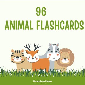 96 Flashcards de animais para impressão, Flashcards para pré-escola, Flashcards para crianças pequenas, Flashcards para bebês, Flashcards Montessori, Flashcards de aprendizagem