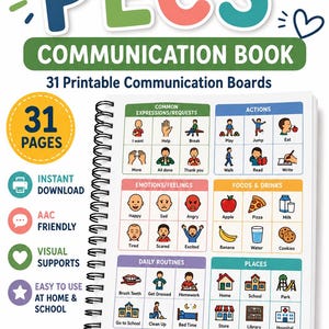 PECS Communication Book | 31 Printable Communication Boards | Autism Visual Supports | Speech Therapy | ABA | Nonverbal Communication Cards