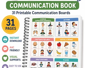 PECS Communication Book | 31 Printable Communication Boards | Autism Visual Supports | Speech Therapy | ABA | Nonverbal Communication Cards