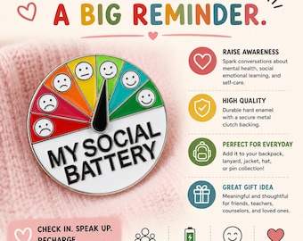 Introvert Social Battery Enamel Pin: Mood Badge for Backpacks & Bags