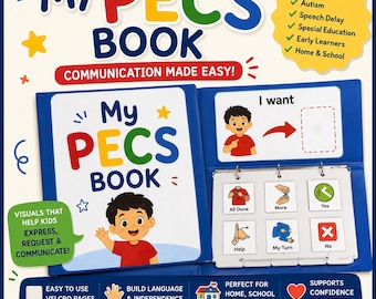 PECS Book for Kids | Autism Communication Binder | Speech Therapy AAC | Special Needs Communication Book | Speech/ABA Therapy