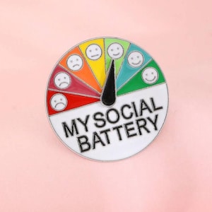 Introvert Social Battery Enamel Pin: Mood Badge for Backpacks & Bags