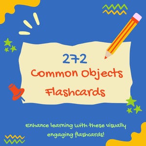 Afdrukbare Common Objects Flashcards, Logopediekaarten, Educatieve kaarten, Montessorikaarten, Leermateriaal eerste woorden, Kleuterschool