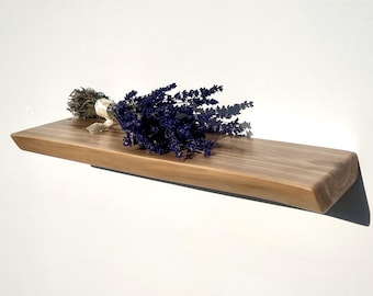 Solid Walnut Wall Shelf with Hidden Brackets, Custom shelves