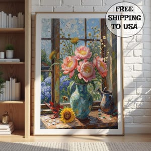 Cottage Window Reverie | Floral & Botanical | Premium [Metal/Canvas/FineArtPaper/Framed] Wall Art Print | Modern Home Decor | Ready to Hang