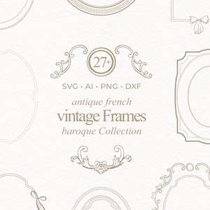 Baroque Frames SVG Vintage Antique Frames Set Clipart Handdrawn Borders Clipart PNG Whimsical Wedding Crest Invitation Hand Drawn Monogram