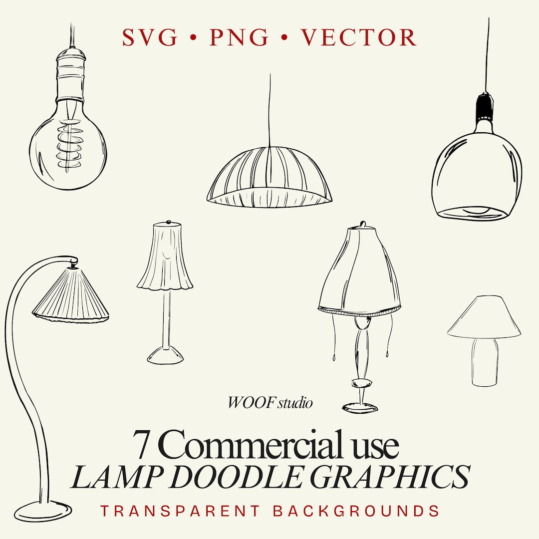 M*U様 DRAW A LINE Ball Lamp White Doodle Lamp Hand Drawn Vintage Lamp Illustration Bundle SVG PNG