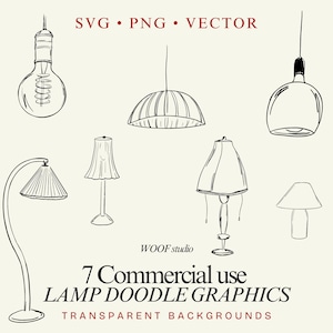 Doodle Lamp Ręcznie Rysowane Vintage Lampa Ilustracja Pakiet SVG PNG Retro Meble Dekoracja Doodle Ślub Ikona Szkic Rysunek Clip Art Zaproszenie