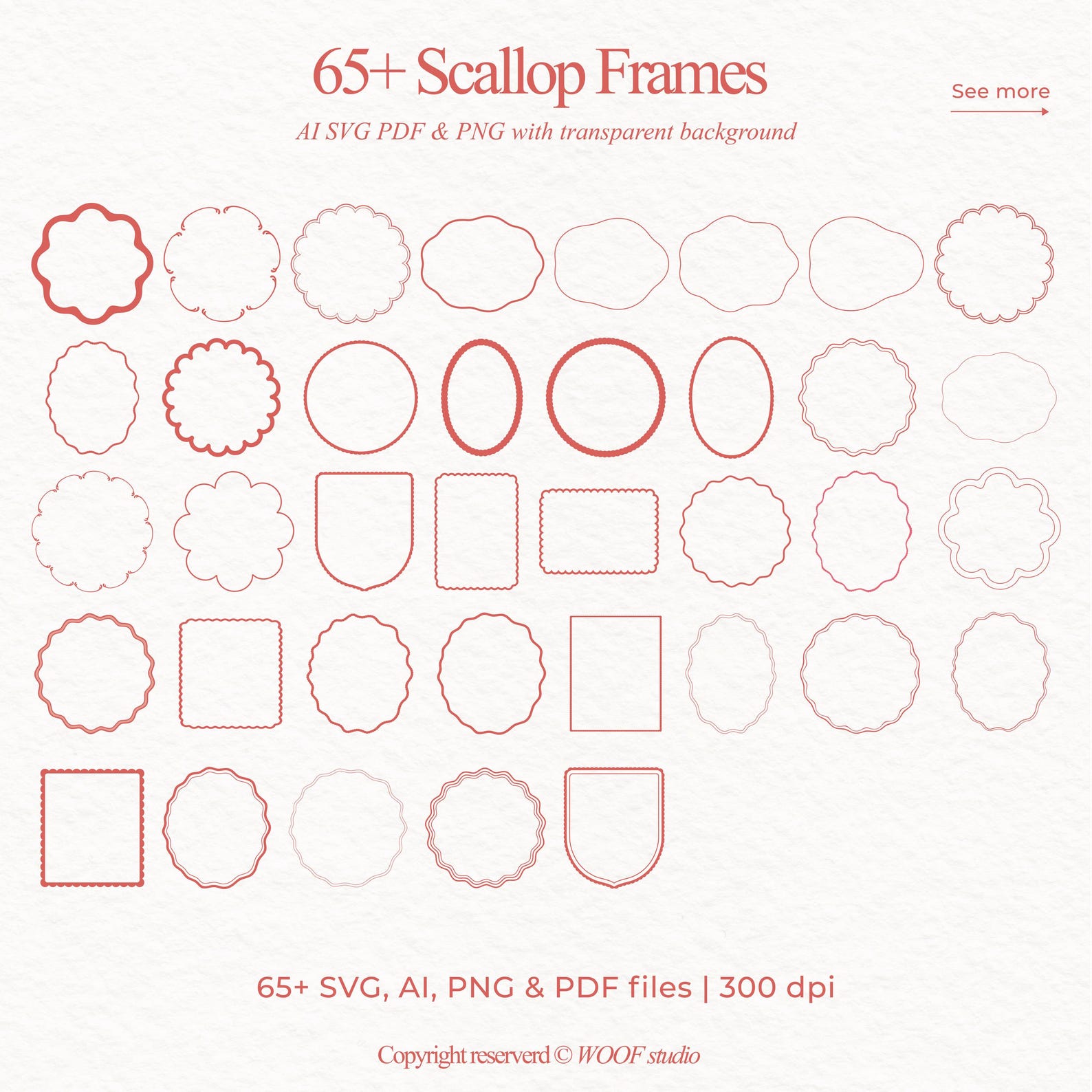 Decorative Frames SVG Coral Preppy Wavy Frame Vintage Scallop Set ...