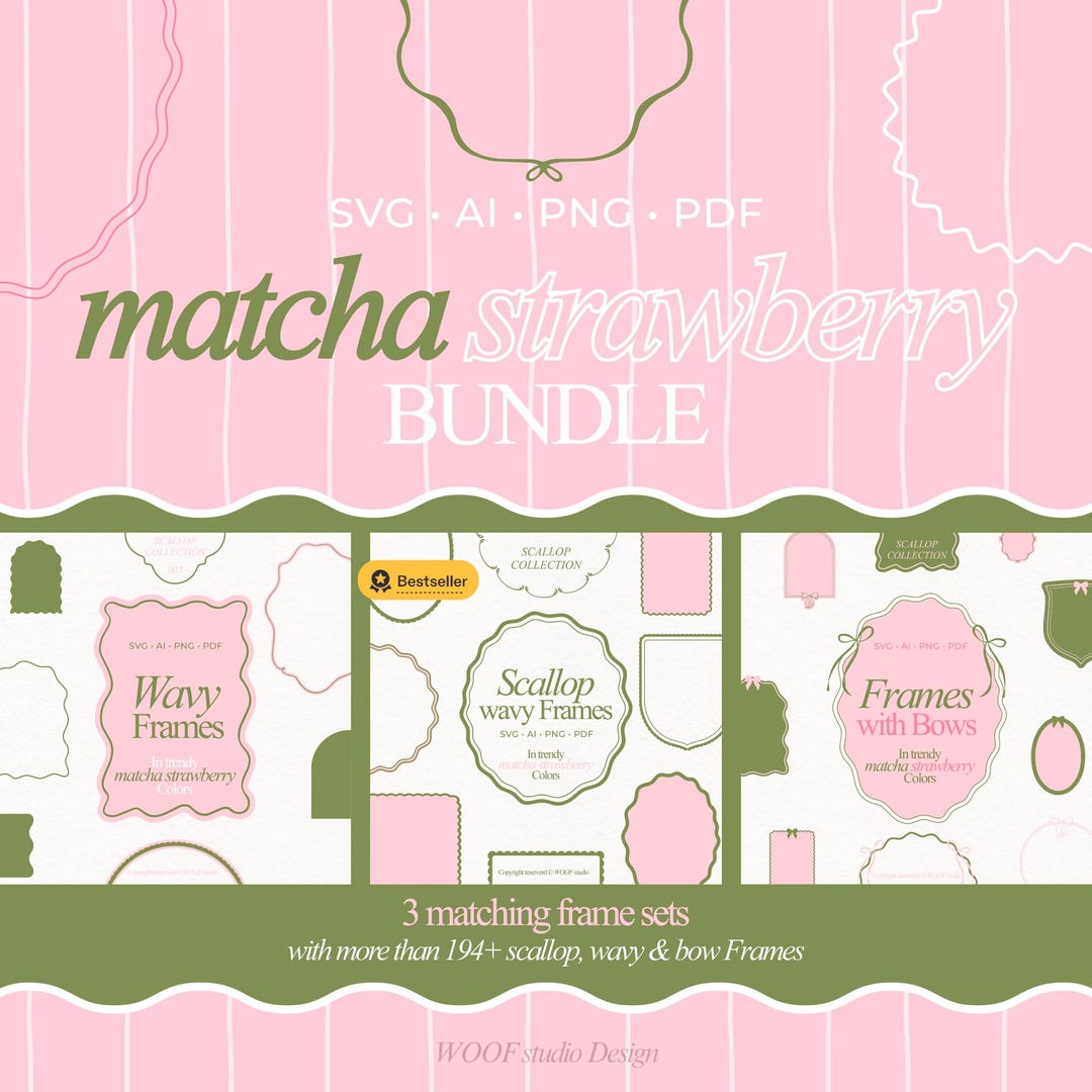 Preppy Frame Bundle SVG | Scallop Wavy Frames for Branding, Instagram ...