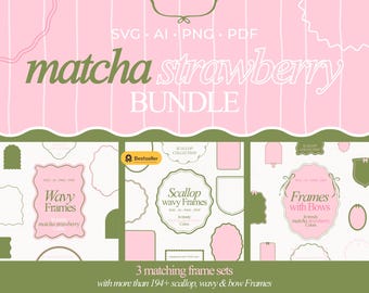 Preppy Frame Bundle SVG | Scallop Wavy Frames for Branding, Instagram Templates & Invitations (190+ Frames, squiggle Border)