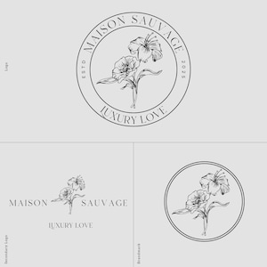 Florist Logo Branding Kit | Floral Studio Logo Design | Premade Botanical Logo Template Interior Design Branding Brand Kit Flower Shop Logo