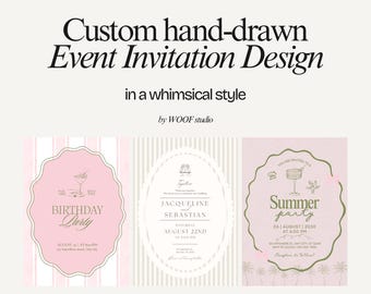 Custom Event Invitation Design - Whimsical Event Card hand-drawn illustrated invitation whimsical border
