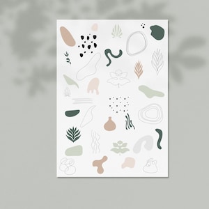 Abstrakte Formen Clipart | Abstrakte organische Elemente und Formen | Abstrakte Blumen | Moderne Clipart | Canva abstrakte Elemente | Canva Formen