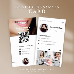 Business Card Teeth whitening Instagram Business Card Canva Business Card Template IG Business Card Business Card clean Design