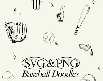 Baseball Doodle SVG PNG Clipart Hand gezeichnet Base Ball Illustrationen, Linie Kunst Grafiken Handwerk Stickerei Cricut Baseball Doodle Basball SVG