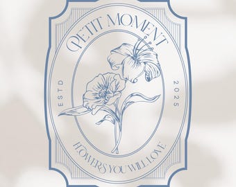 blooming flower logo French Floral Logo floral branding florist branding floral logo fleur Logo French Logo botanical logo blue french Logo