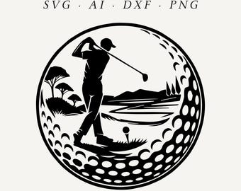 Golf svg, Golfer svg, Golfing Design svg, Golf logo, Golf ball svg, Golf vector, Golf Club, SVG, PNG, Dxf, Ai, Instant Download Laser Ready