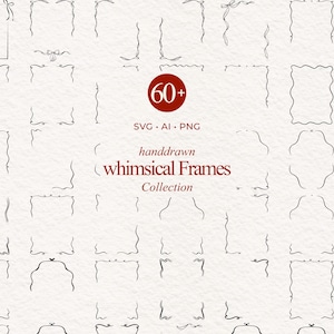 Hand Drawn Frames SVG Bundle, Handdrawn Borders Clipart Doodle Frames PNG Wavy Squiggle Border Whimsical Frames Wedding Invitation Border