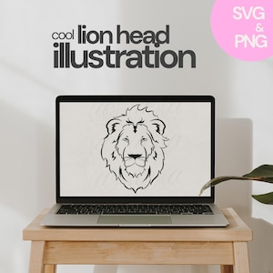 Löwenkopf Gesicht SVG & PNG Illustrations-Set - Löwengesicht Vektor Tierform Digital, Königskopf Schnittdatei, Silhouette | Persönlich + Gewerblich