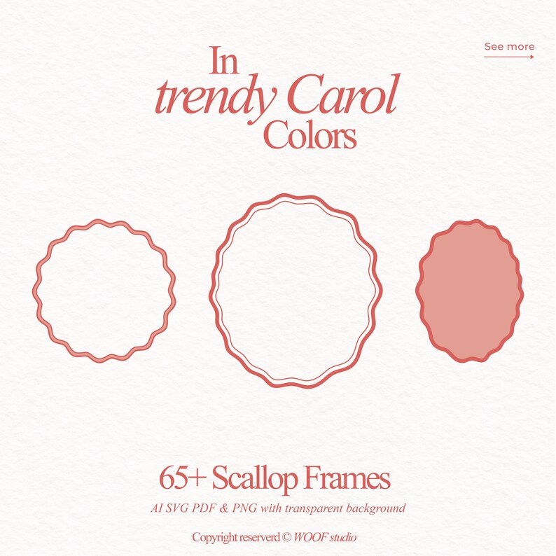 65 Coral Scallop Frames SVG Bundle | Hand-Drawn Wavy Borders | Preppy Label & Squiggle Frame Set | Vintage Decorative Frames | Oval Round Square Clipart A stunning collection of 65+ hand-drawn scallop frames and wavy borders in modern coral tones — including oval, round, square, baroque, scalloped & squiggle frames. Perfect for invites, labels, stickers, logos & vintage stationery. Includes SVG, PNG, AI & PDF. Fully editable & easy to recolor.