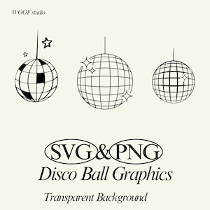 Pakiet klipów Disco Ball – ręcznie rysowane Disco Ball PNG SVG do dekoracji imprezowych, ilustracji, naklejki, haftu, sublimacji, rysunku, pliku do cięcia