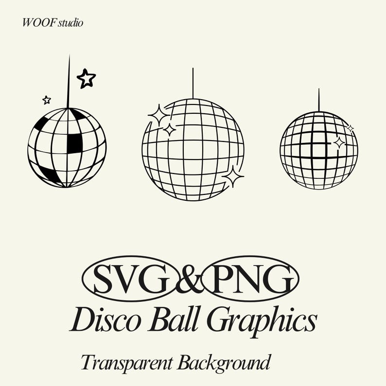 Disco Ball Clip Art Bundle – Hand Drawn Disco Ball PNG SVG for Party