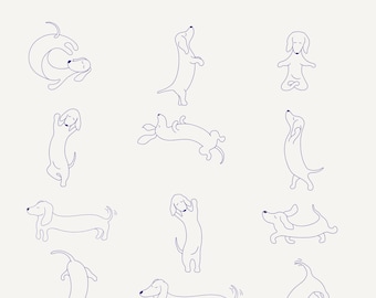 Dachshund Clipart Bundle | Minimal One-Line SVG & PNG (Digital Download)