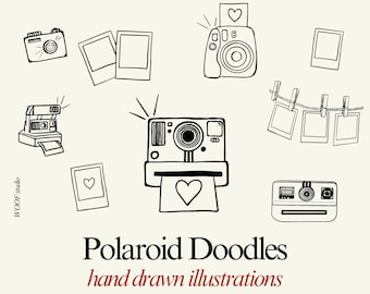 handdrawn photography icons Polaroid Camera Illustration camera SVG bundle Polaroid Doodle Hand Drawn Camera Icon prints Polaroid Guestbook