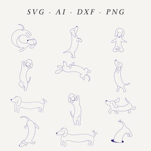 illustrazioni minime di cani Wiener con una sola riga / collezione d'arte, clipart di salsiccia singola, forme di Canva, pacchetto di stampe di bassotti - Cricut, digitale