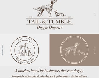 Editable Doggie Daycare Logo Template, Dog Walker Branding Kit (Canva)