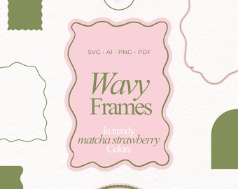 Wavy Frame Set scalloped oval frame scallop border SVG scalloped svg Decorative Frames Marco Ondulado preppy Clipart drawn whimsical Borders