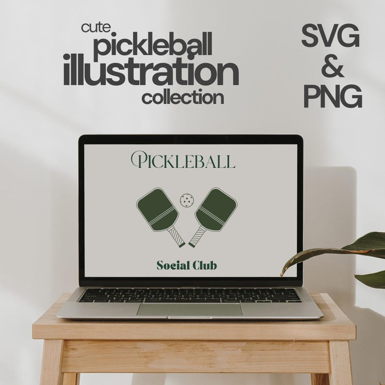 Pickleball SVG & PNG Illustrations  | Retro trendy Pickleballer Paddle Art Collection, clipart, Canva Bundle, Cut Files Cricut Pickle Ball