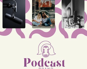 Podcast-Logo-Design DIY Podcast-Launch-Branding-Vorlage Bearbeitbares Logo & Cover Art Canva Podcast Kit Social-Media-Grafik Podcast-Logo