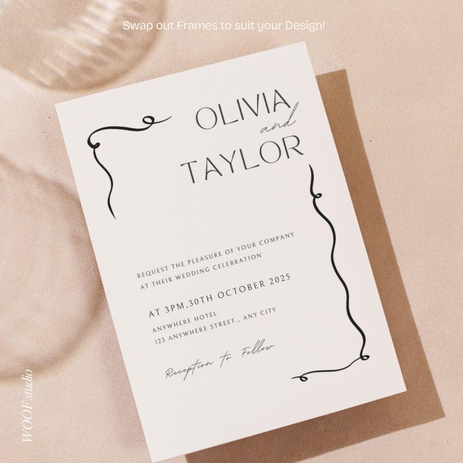 Whimsical Wedding Frames Doodle Hand Drawn Wedding Illustration Bundle ...
