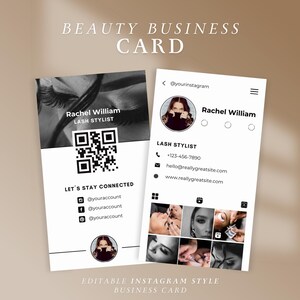 Business Card Lash Stylist Instagram Business Card Canva Business Card Template Beauty IG Business Card expert clean Business Card Design